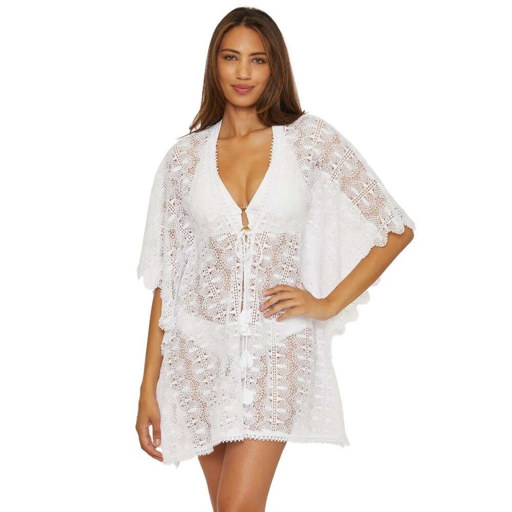 Trina Turk $188 Voila Lace Cover-up Caftan Dress White Swim - Picture 2 of 9